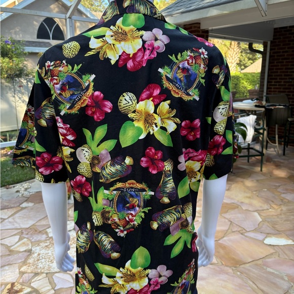 Gottex Black Floral Hawaiian Shirt - Picture 2 of 3